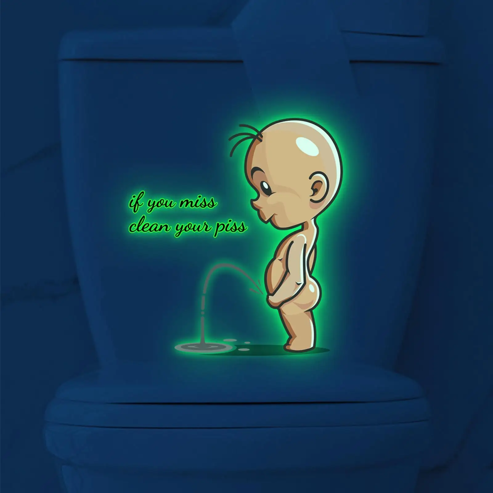 Toilet Sticker Wall Decor PVC Luminous Glow in The Dark Decorative Peeing Boy Sticker Wall Cistern Restroom Bathroom