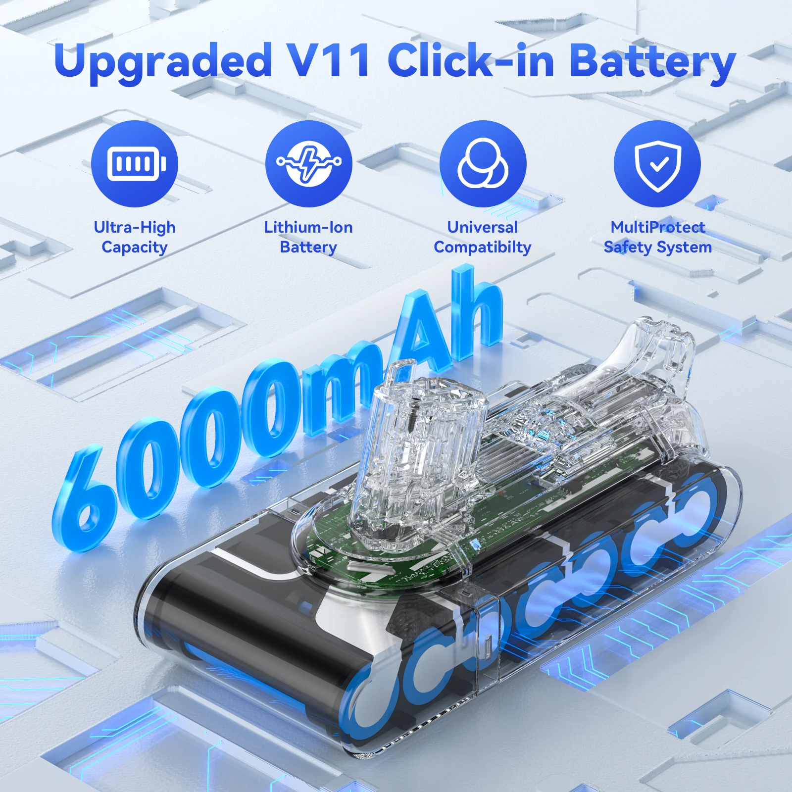 25.2V 6000mAh Battery for Dyson V11 SV15 Serie Vacuum Cleaner Fluffy 970145-02 replacement Battery Buckle version 2