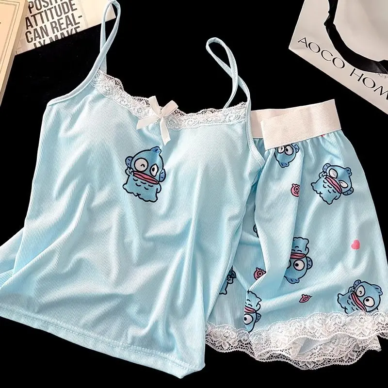 Nueva camisola sin mangas bonita de dibujos animados Hangyo Don, pijamas sexis con personalidad con almohadillas para el pecho, conjunto de ropa de descanso para niñas, regalos de vacaciones