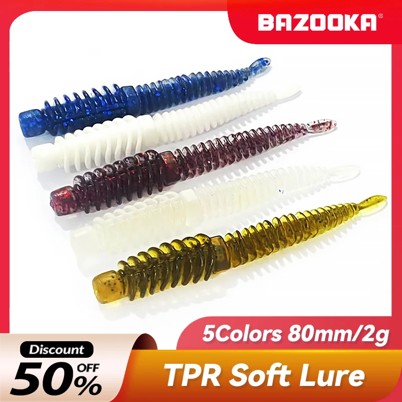 

Bazooka 10pcs TPR 80mm 2g Soft Lures Fishing Silicone Bait Wobblers Shad T Worm Easy Shiner Swimbait Carp Pike Bass Pesca Winter