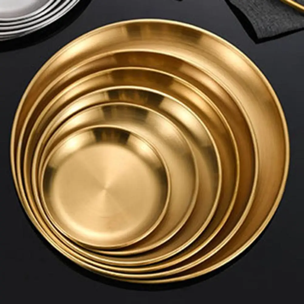 Durable Stainless Steel Dishes Stainless Steel Dinner Plates for Home Kitchen Outdoor Camping Bbq Round Salad for Easy Home
