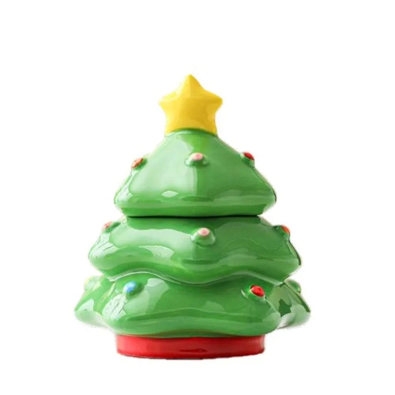 Creative Ceramic Christmas Tree Storage Jar Cute Candy Jar & Decorative Jewelry Organizer for Home Decor Perfect Birthday Gift