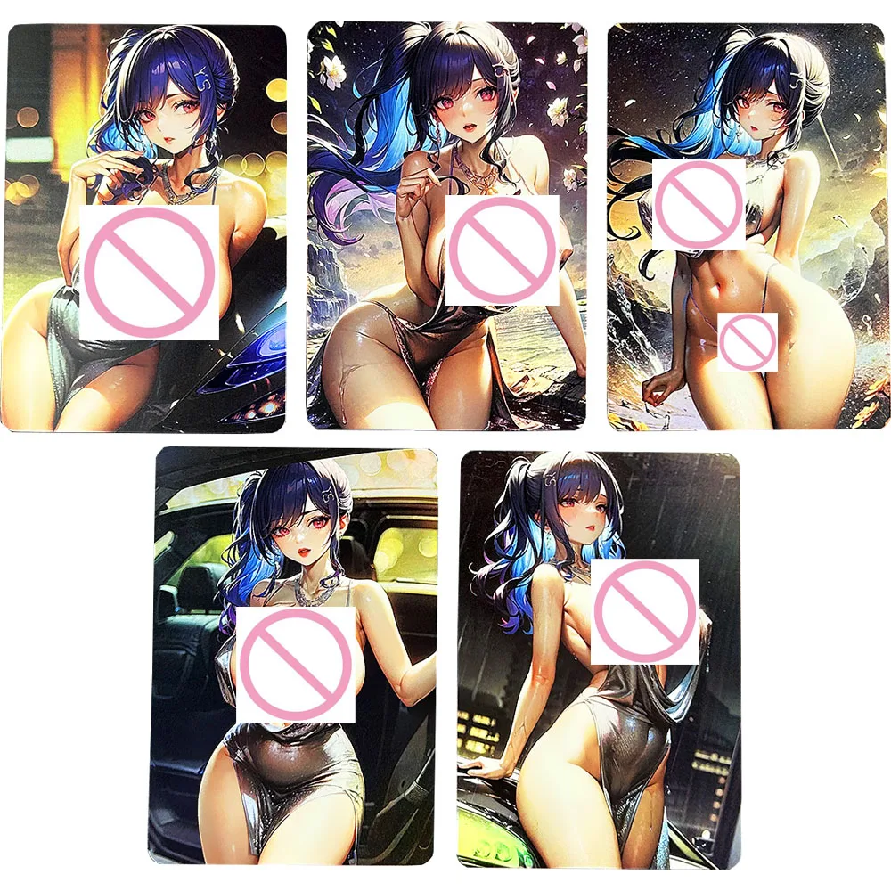 

5Pcs/set Anime Collection Card Azur Lane Uss St.louis Sexy Girl Card Underwear Refractive Color Flash Card Anime Peripheral Gift