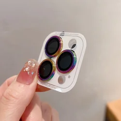 Premium Full - Cover Camera Lens Protector with Tempered Glass and Metal Shield for 15pro 15proMax(3pcs (Dazzling)