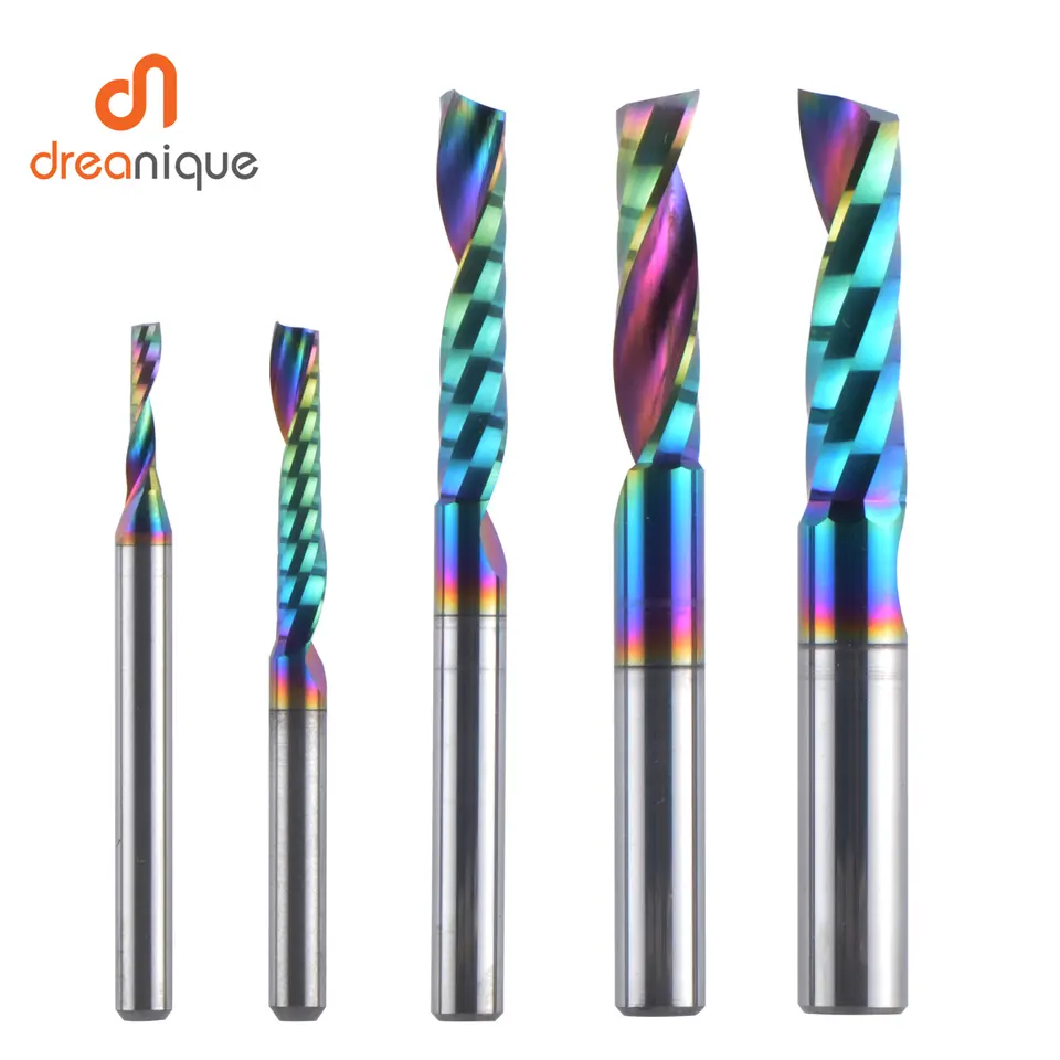 1pc AAAAA Single Flute Carbide Spiral End Mill 3.175,4,5,6mm Aluminum Milling Cutter Engraving Woodworking Acrylic DLC Coating image 1