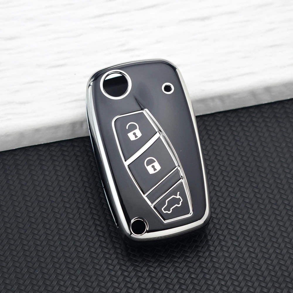 Premium Flip TPU Car Key Fob Case Cover - Full Protection Key Holder and Keychain Accessory