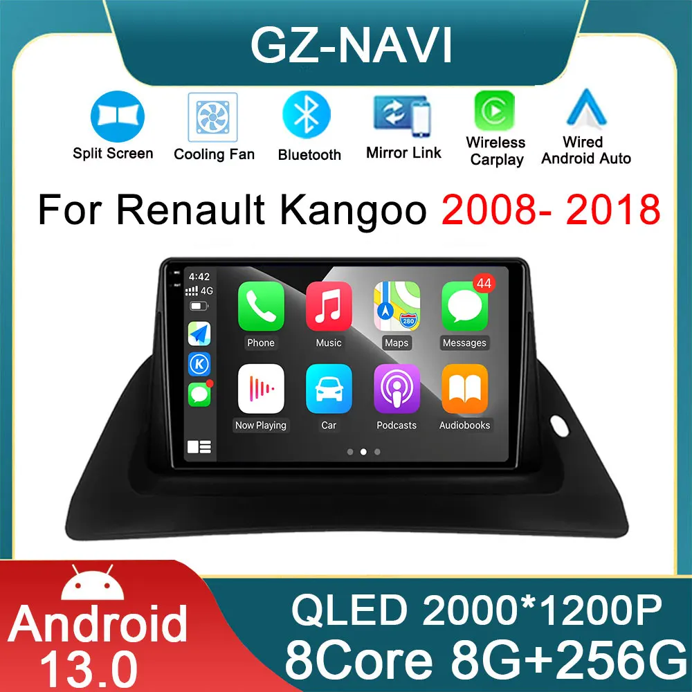 

Автомобильный радиоприемник 10 дюймов Android 13 для Renault kangoo 2008-2018, автомобильный мультимедийный видеоплеер для Carplay, стерео, аудио, GPS