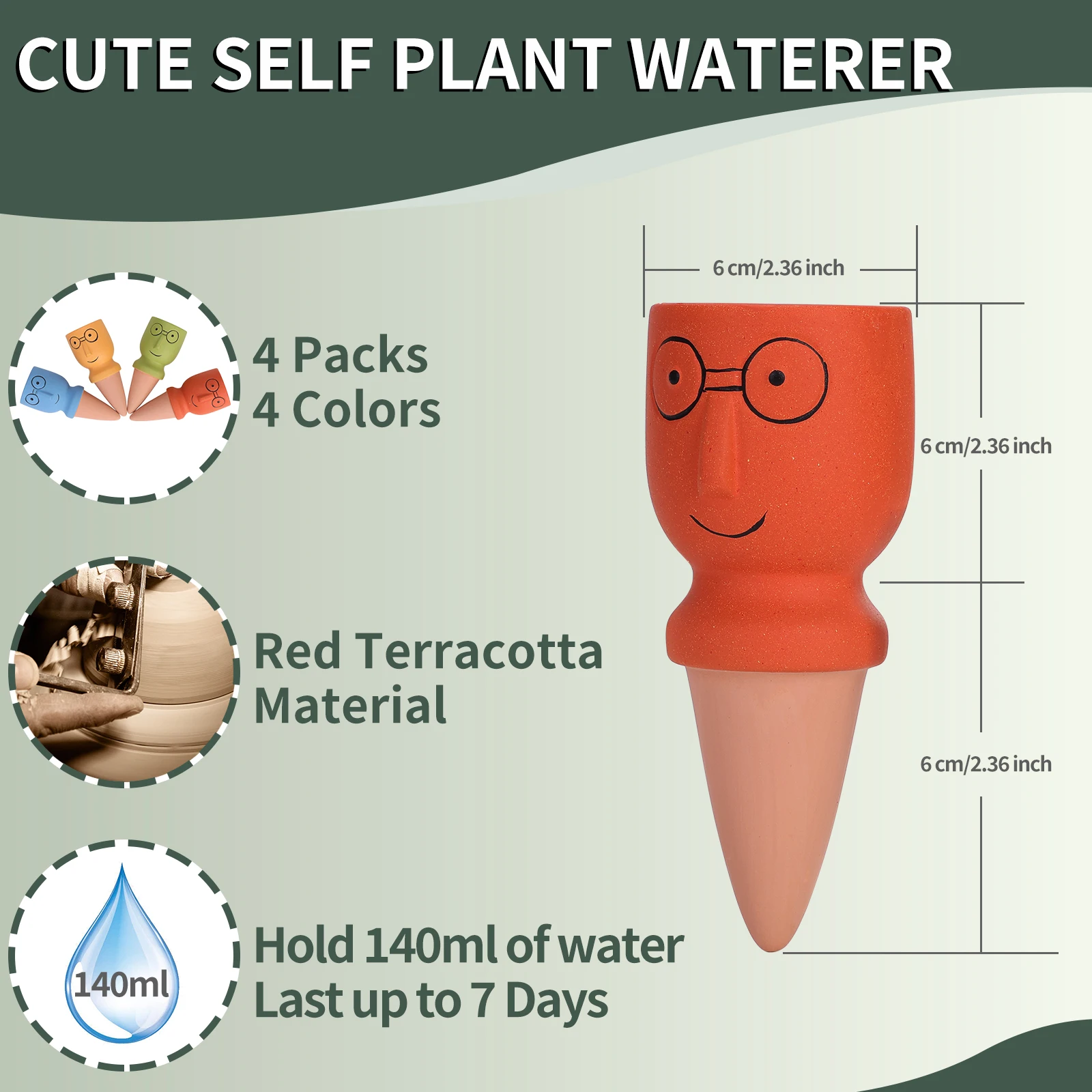 4PCS Self Watering Devices Cute Plant Watering Spikes Slow System Indoor Plants For Vacation Garden