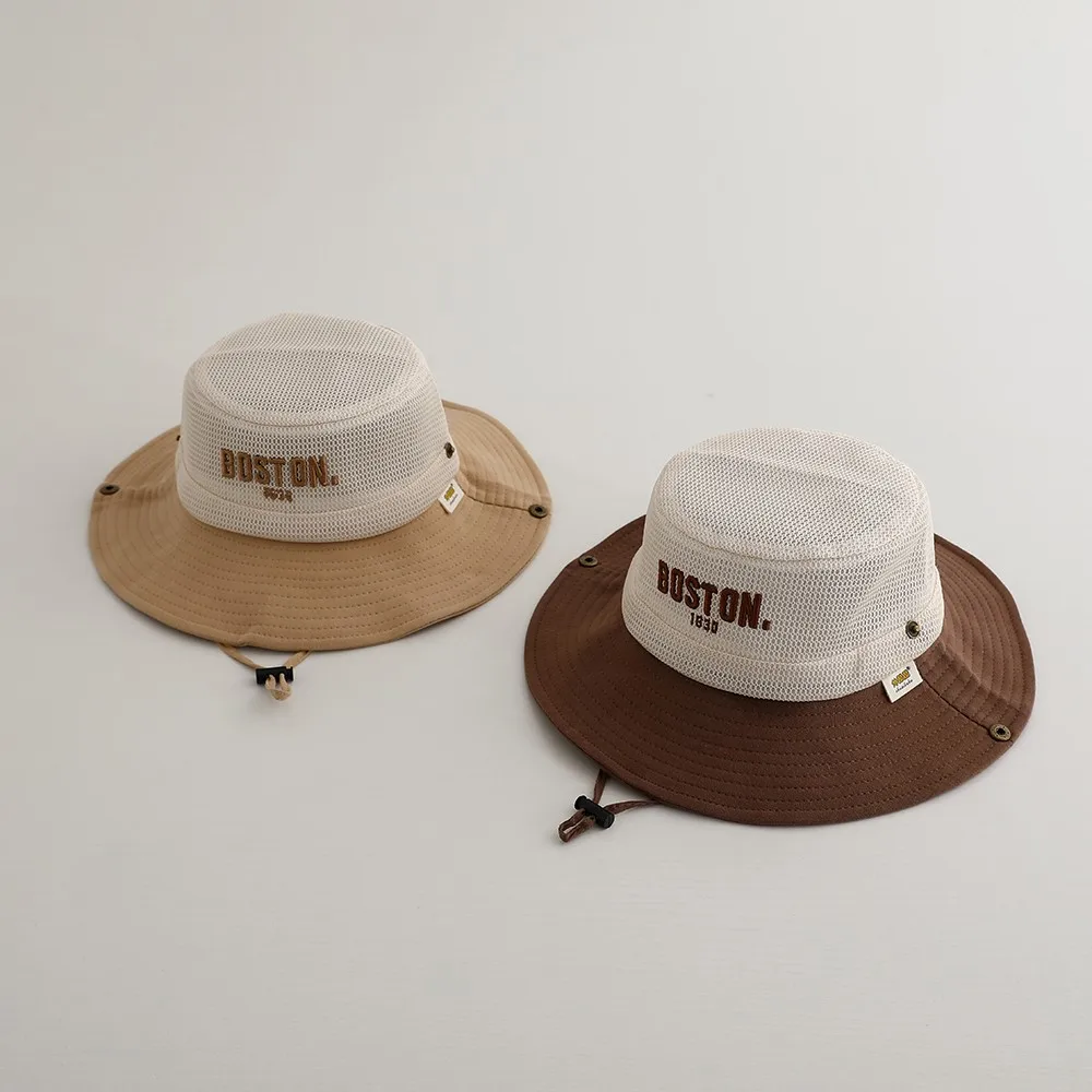 

Летняя модная детская Ковбойская шапка для мальчиков и девочек, Детская кепка для раковины с вышивкой и надписью, Детские повседневные сетчатые дышащие рыболовные шапки
