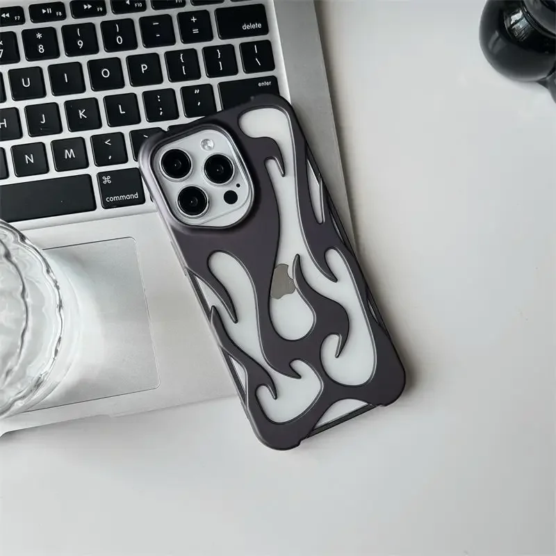 3D Flame Pattern Shockproof Slim Phone Case - Hollow Design & Soft Protective Cover