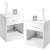 Nightstands Set  with Drawer for Bedroom, Wood Night Stand Set with Open Shelf, Modern Nightstand 1