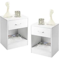 Nightstands Set  with Drawer for Bedroom, Wood Night Stand Set with Open Shelf, Modern Nightstand 1