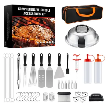 Utensili per Barbecue Set di strumenti per Barbecue spatola forchetta pinze coltello pennello spiedini per campeggio accessori per Gadget in acciaio inossidabile all'aperto 1