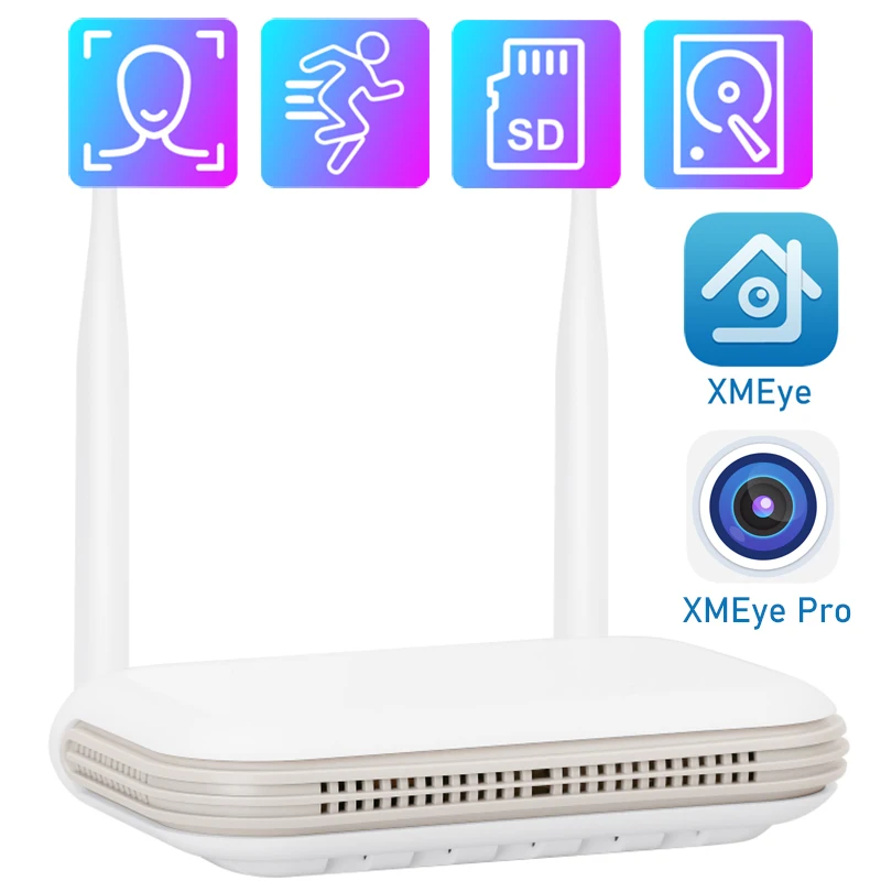 Network Video Recorder New WiFi NVR HD 3MP 8CH (4CH 5MP) Mini Video Recorder H.265+ Built-in Mic Human Face Detection CCTV Security Camera With TF Card