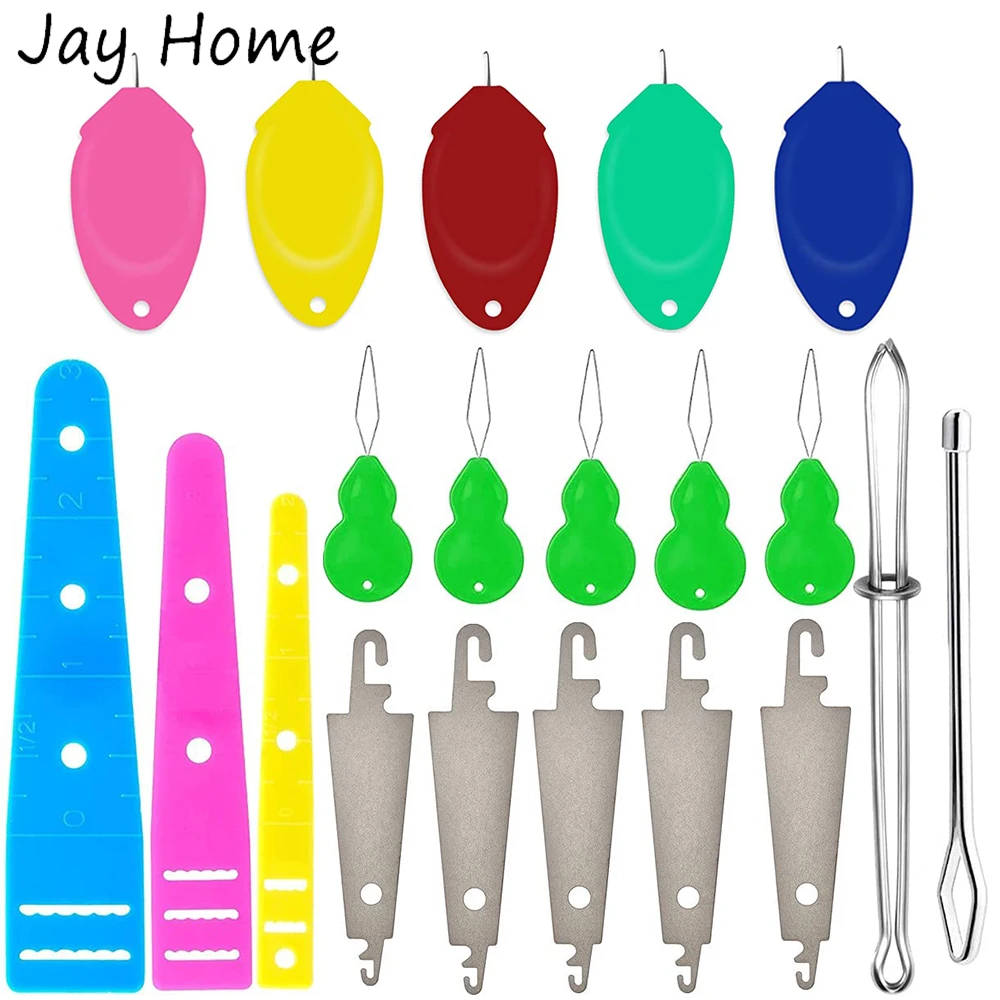 Gourd-Shaped Plastic Sewing Needle Threaders Device with 1 Set Assorted Sizes Hand Sewing Needles and Storage Box 20 Pieces Needle Threaders 