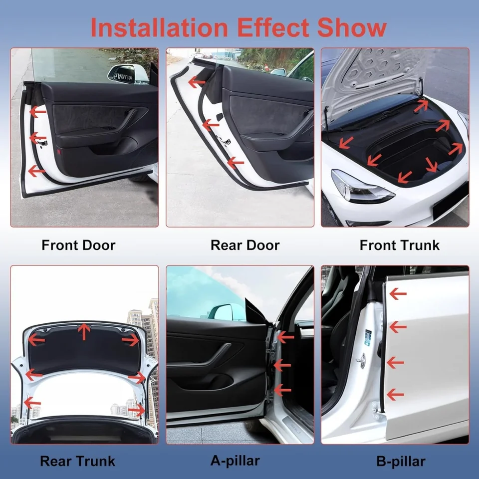 Tesla Deurafdichting Geluiddichte Kit 10 Stuks – Model 3 Y S X 2017-2024 Windruis & Tochtstop