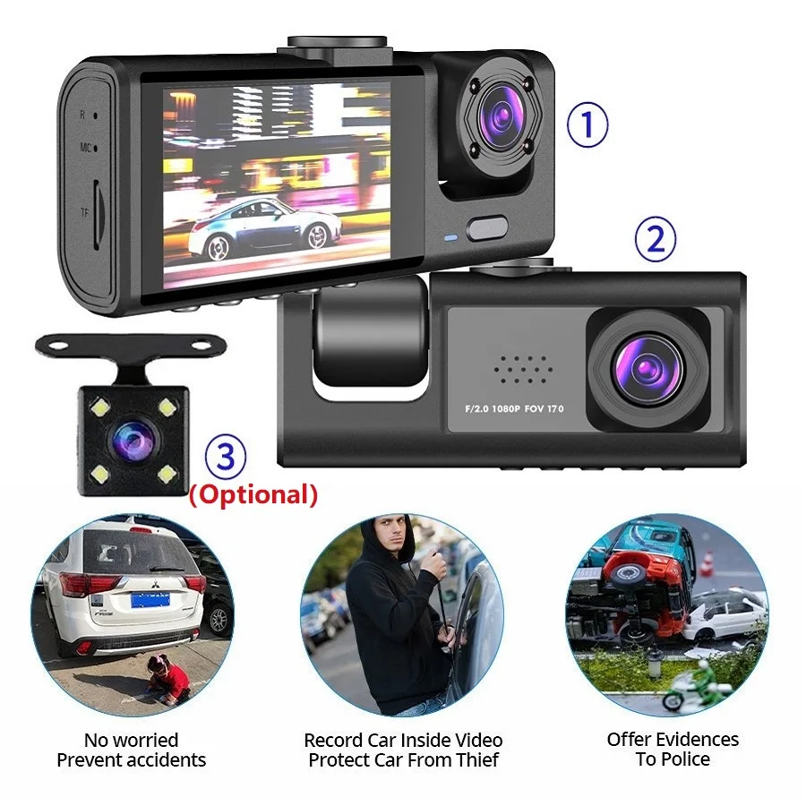  Dash Cam Front and Rear, Mini Dash Cam 1080P Full HD