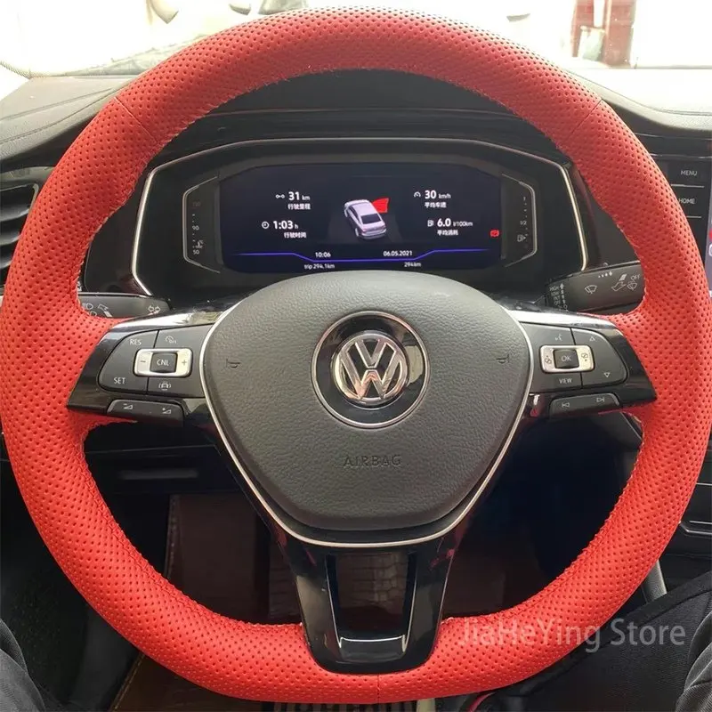 

DIY Hand-Stitched Non-Slip Leather Car Steering Wheel Cover Braid For Volkswagen VW Golf 7 Mk7 New Polo Jetta Passat B8