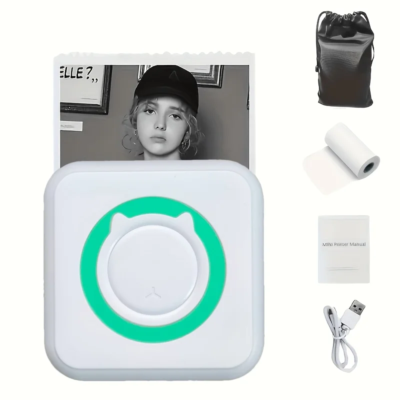 Portable Thermal Mini Printer Compatible with iOS and Android, Inkless Printers for Photos, Pictures, Notes, Receipts, Lists