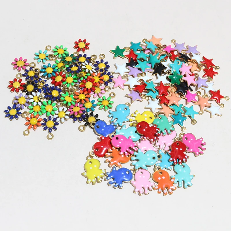 20 Stück Edelstahl Emaille Blume Star Octopus Charms Anhänger DIY Schmuck Herstellung Zubehör für Halskette Ohrring Armband