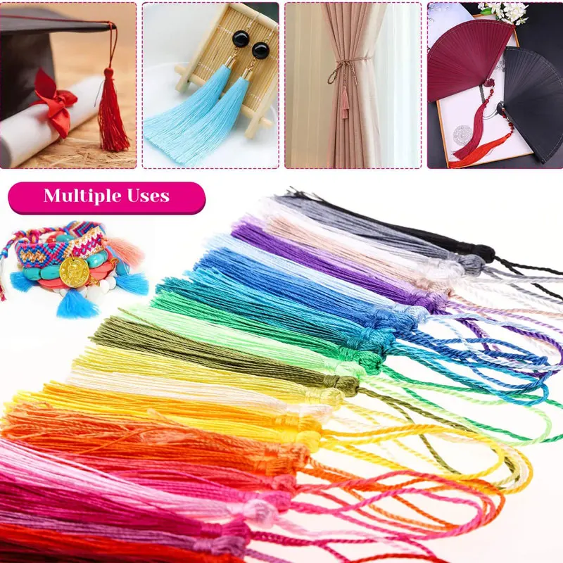 10/20Pcs 14cm Silky Tassels Bookmark Tassels Bulk Soft Craft Mini Tassel  with Cord Loop for Jewelry Making DIY Craft Accessories - AliExpress