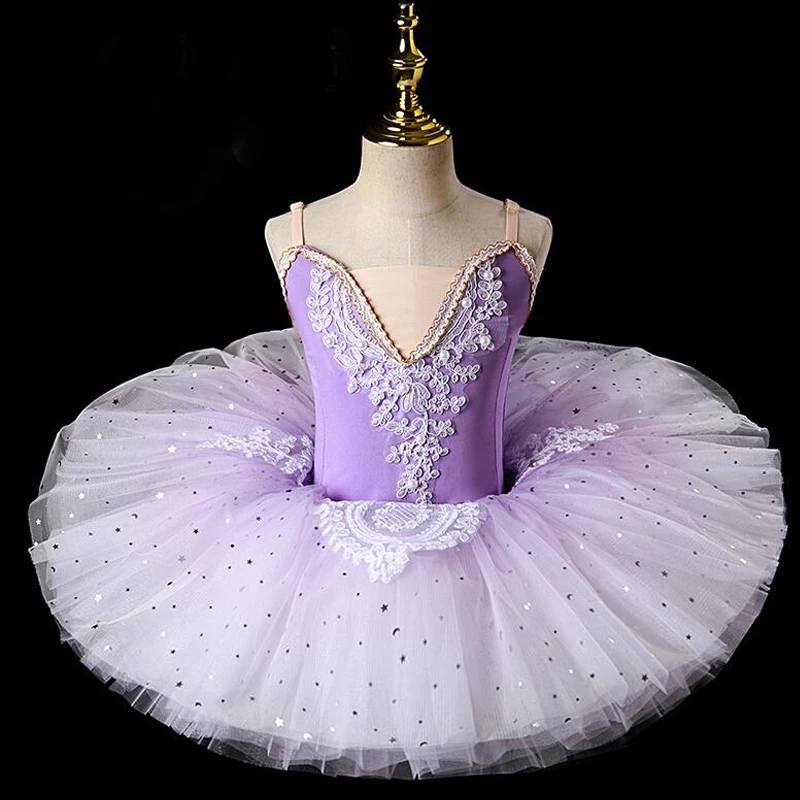 Kids Ballroom Sequined Ballerina Ballet Tutu Dress Children Swan Lake