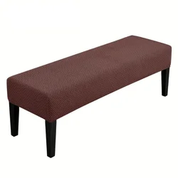 Elegant Stretch Jacquard Leaf Piano Bench Cover - All - Inclusive Solid Color Slipcover (A5 Bench Cover)