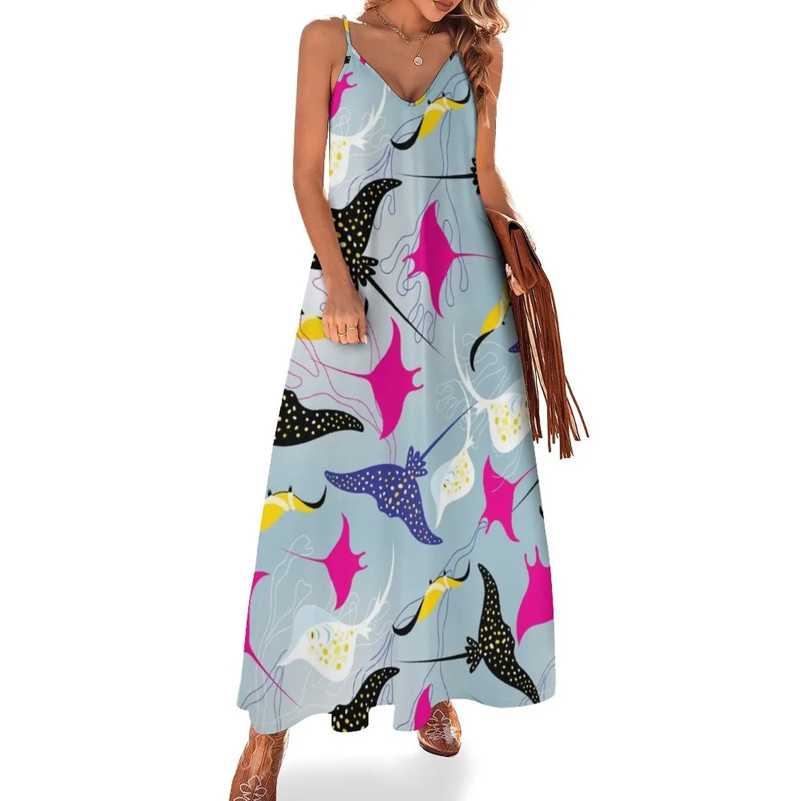 

Seamless pattern stingray Sleeveless Dress clothes Beachwear