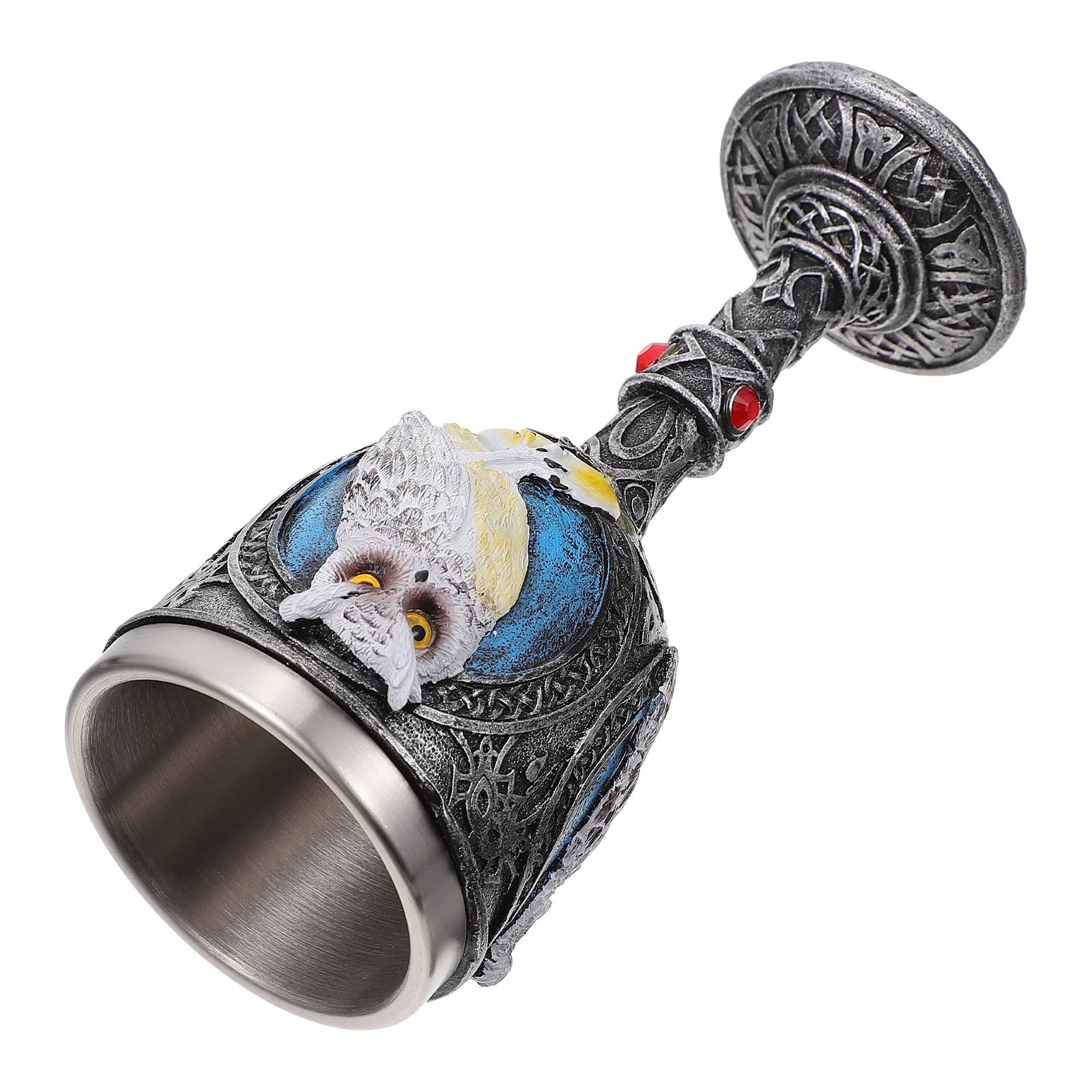 

Owl Three-Dimensional Goblet Festival Drinking Cup Desktop Decor Steel Resin Owl Three-Dimensional High Foot Wine Cup