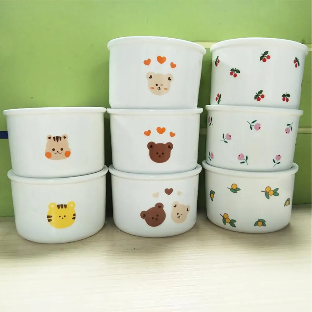 200ml Cartoon Ceramic Bowl Microwaved Toddler Bowl Baby Food Salad Rice Bowl Inside Scale Infant