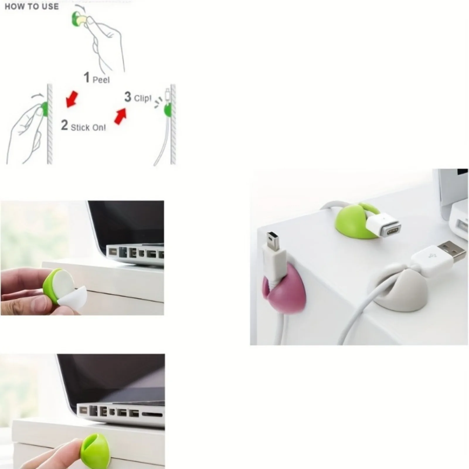 3pcs Ultimate Cable Clips, Cord Holder & Cable Organizer for Desk, Home, Car & Office Supplies Desk Storage cable organizer,cable clip,cable clamp