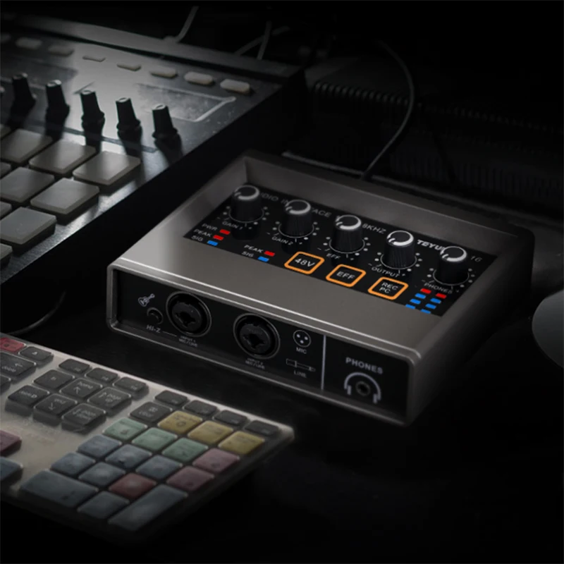 TEYUN Q-16 전문가용 오디오 사운드 카드 모니터 기능 포함 전기 기타 녹음용 라이브 방송 스튜디오 노래 컴퓨터 PC
