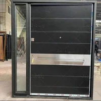 Elegant Modern Security Large Size Front Exterior Use Stainless Steel Handles Decorative Pivot Door 2