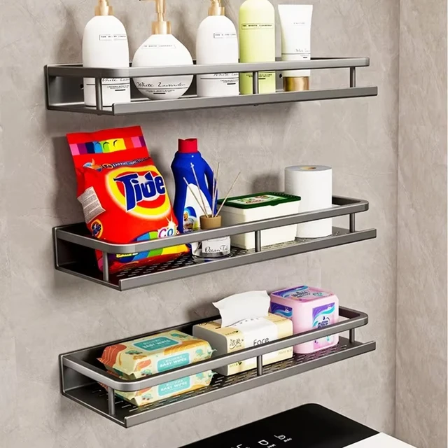 ห้องน้ําชั้นวางของติดผนังแชมพูRackสําหรับห้องครัวผู้ถือสแควร์Bath Organizerห้องครัว 1