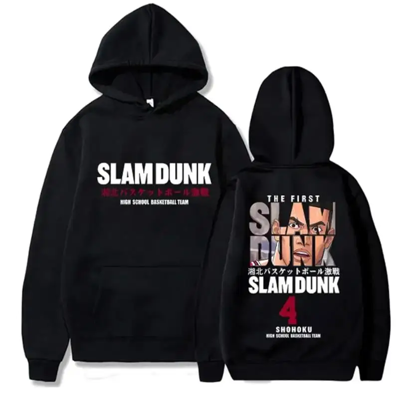 Anime Slam Dunk Hoodies de lã, pulôver casual com capuz, streetwear Hip Hop, moletons, Sakuragi Hanamichi Print Tops, outono 4