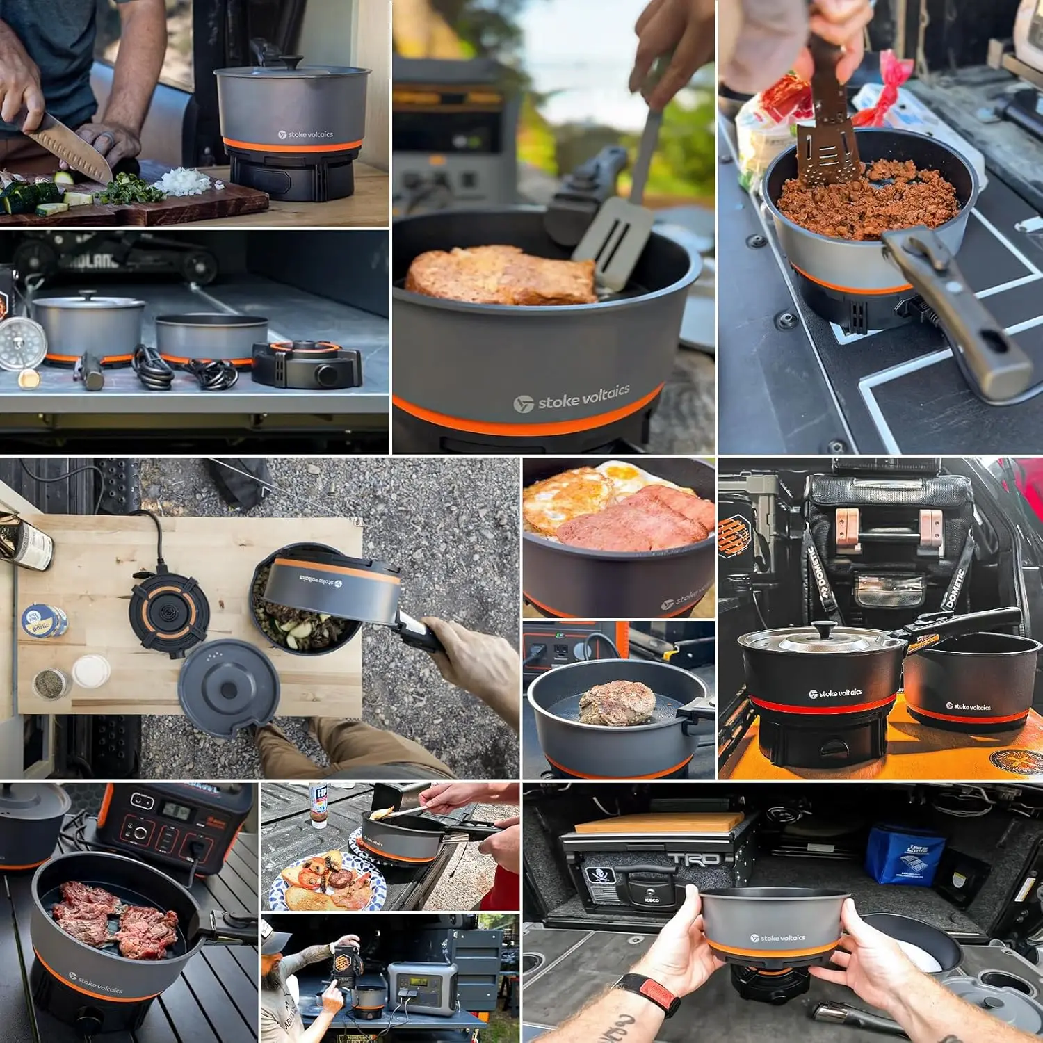 Cooking System, Portable Camping Electric Stove, Outdoor Cookware Set 200-1000W Designed for Electric Vehicles, Recreational Veh 6