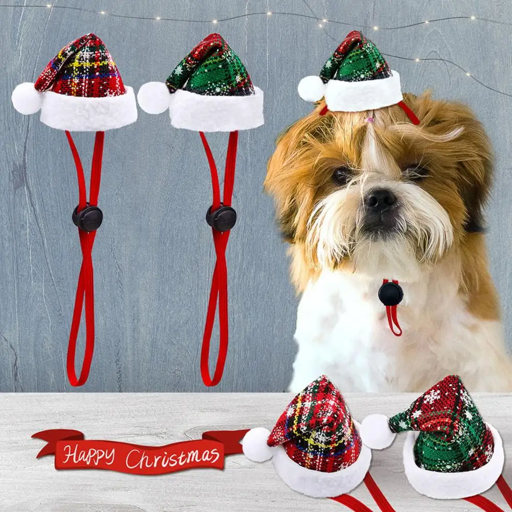 

Pet Cat Dog Christmas Hat Funny Cute Costume Adjustable Cord Soft Comfortable Decorative Pet Hat Pet Santa Hat For Small Dogs