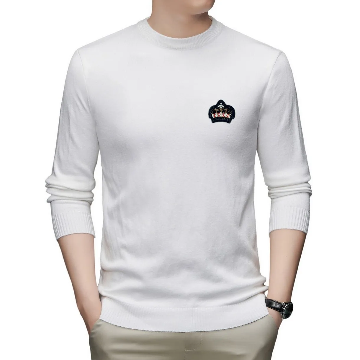 

90028CE Giierrn Sweater Men's Autumn and Winter 2023 New Trendy Brand Loose Round Neck Gradient Sweater Men's Clothing S-L