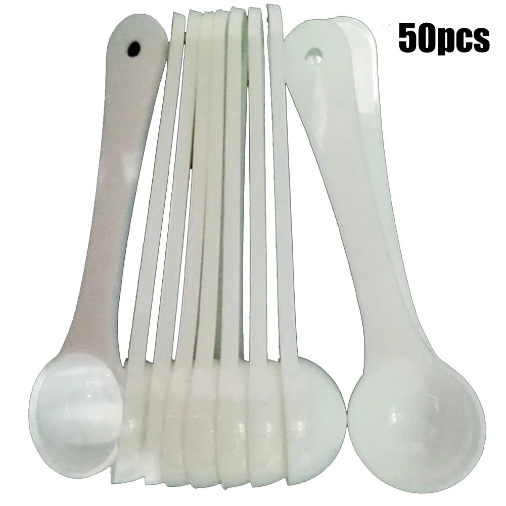 

50 Pcs Plastic Measuring Spoon Gram Scoop Food Baking Medicine Powder For Child 1g Multifunctional Home Kitchen Accessory White
