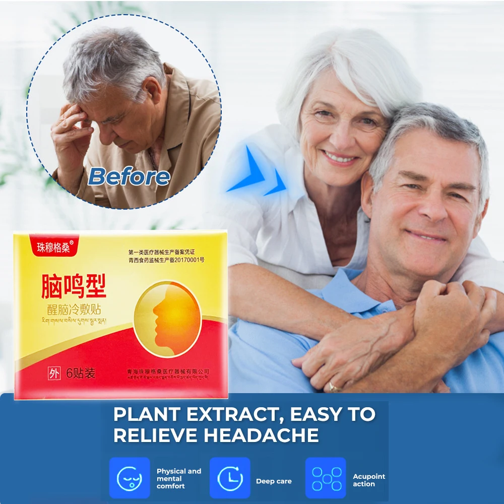 

6pcs Natural Headache Relief Patch Treat Migraine Sticker Dizziness Brain Relax Pain Relief Plaster Nerve Soothing Care Dressing