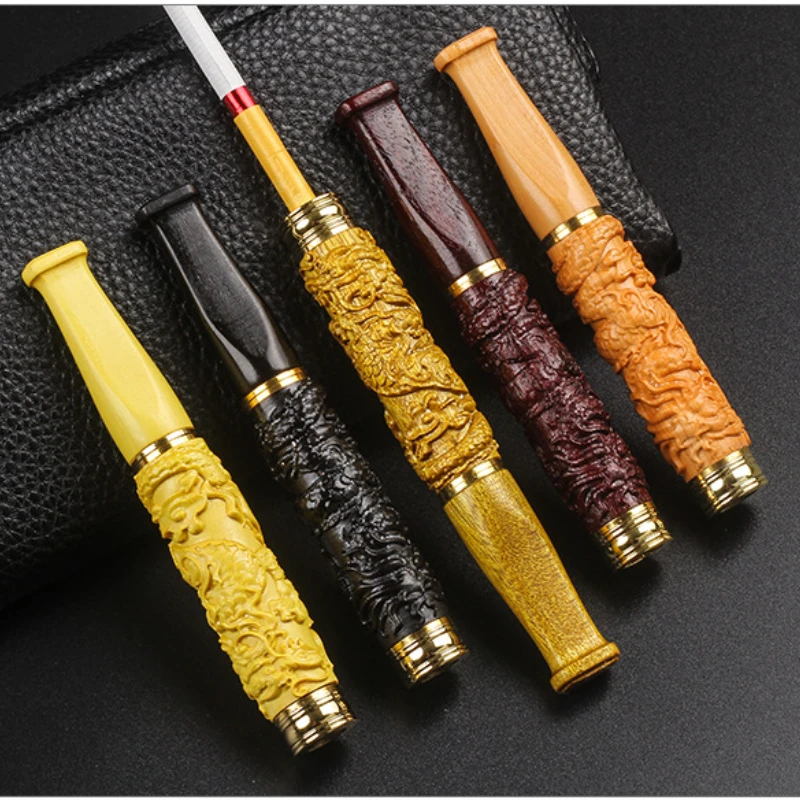 

Delicate Texture Pattern Design Tobacco Filter Wooden Tar Filtration Smoke Mouthpiece Recyclable Cleanable Cigarette Holder