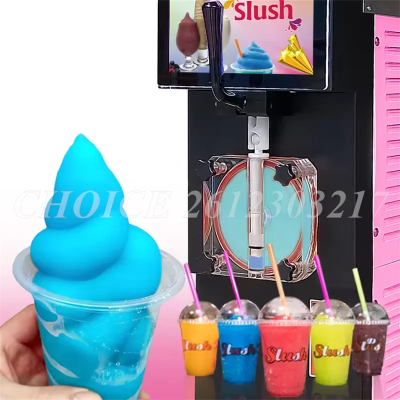 Automatic Commercial Slush Machine Single Slot Smoothie Making Snow Melting Machine with Advertising Screen Ice Cream Maker 5