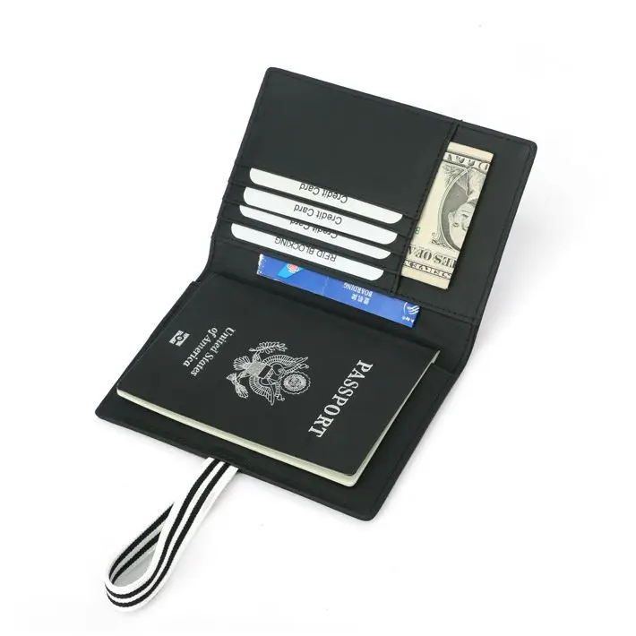 Genuine Leather Cowskin Passport Cover Card Holder Elastic Band Travel Document Organizer Case Wallet ID Bag Passport Holder