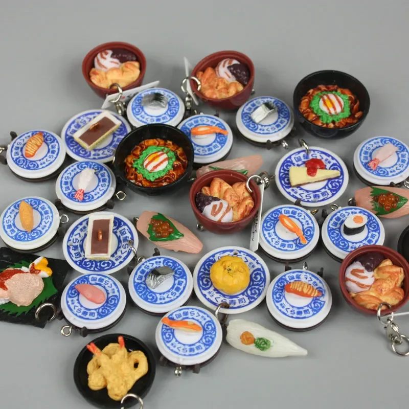 

5Pcs/lot Realistic Miniature Japanese Food Resin Sushi Ramen Sashimi Model Keychain Accessory for 1/12 Doll Dollhouse Toy