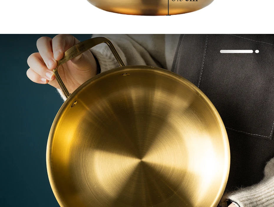 Golden Noodle Pot Korean Style Stainless Steel Soup Pot Gas Induction Pot 20 Cm