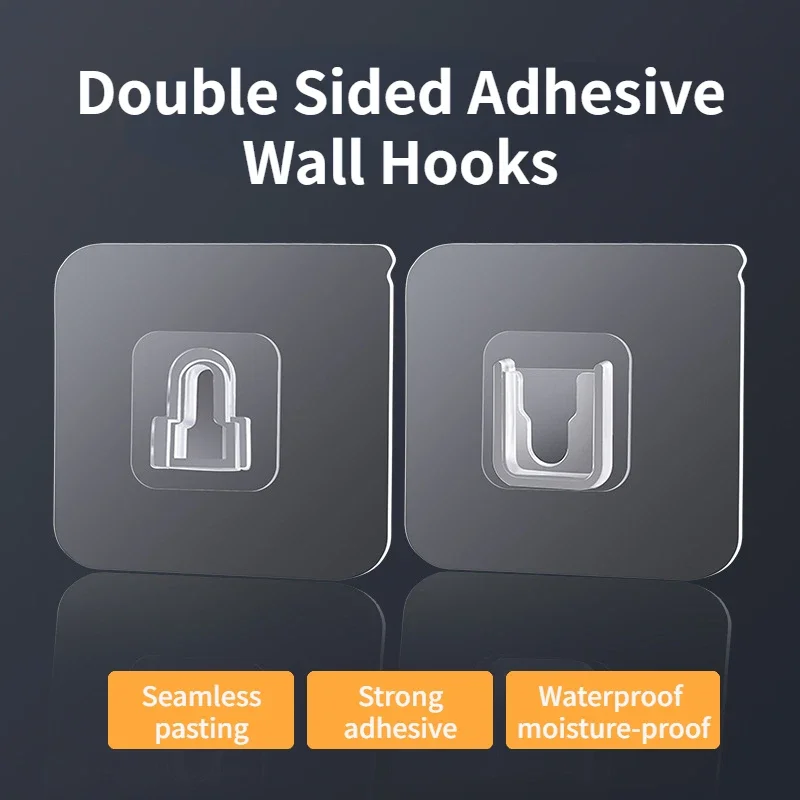Double Sided Adhesive Wall Hooks Wall Hanger Transparent Suction Cup Sucker Hook Double-Sided Multi-Purpose Hook Key Hanger Hook