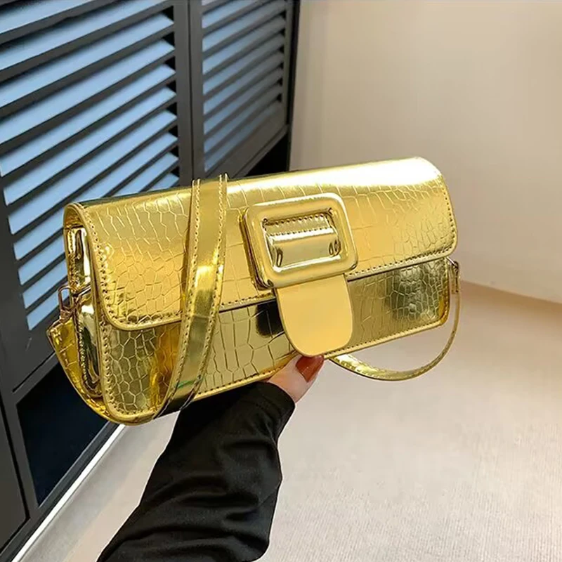 

Handbag Golden Small Crossbody Bags for Women New 2024 Trend Luxury Brand Leather Shoulder Bag Female Fashion Design Handbags