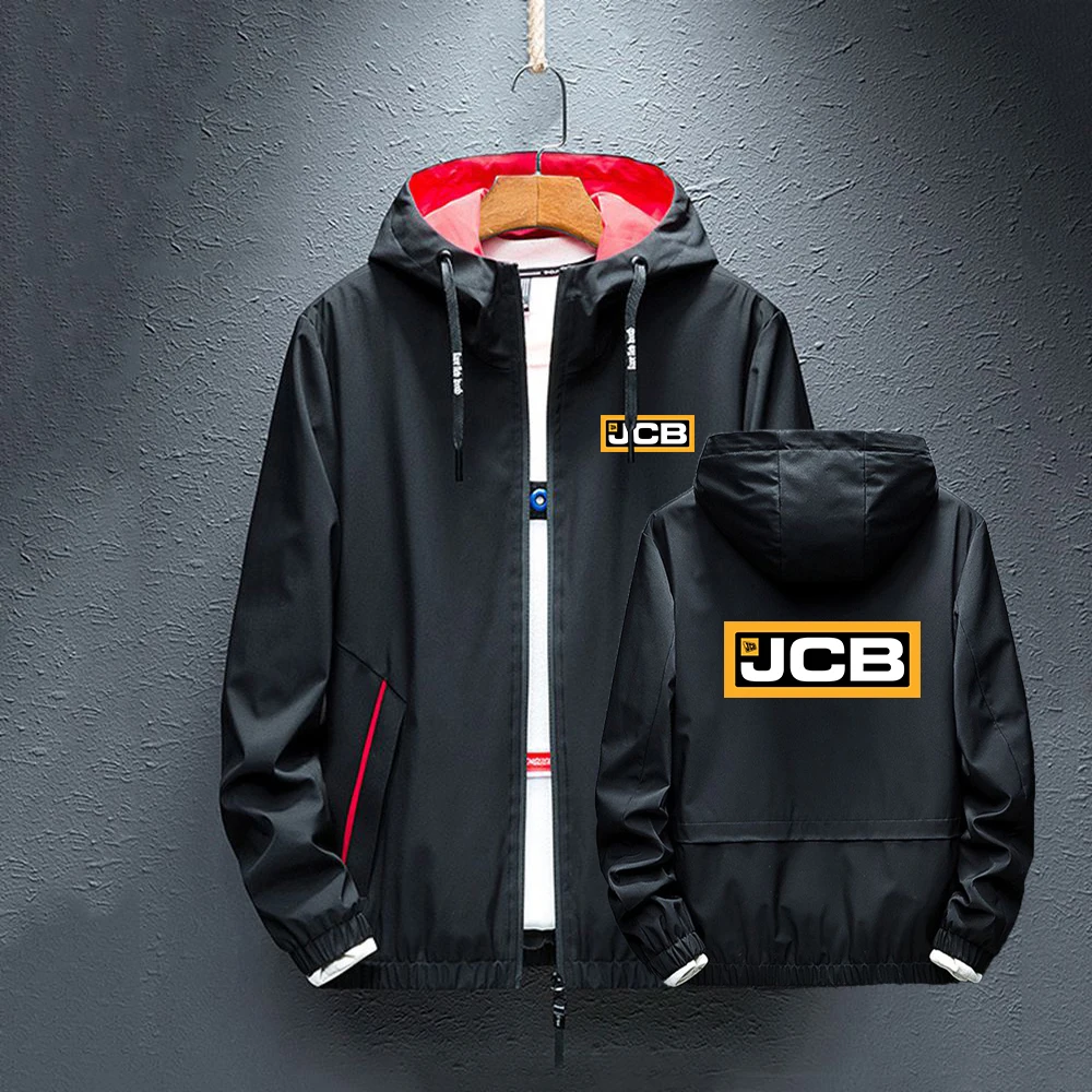 

New Midnight Star Excavator Jcb Printing Men Jackets Zipper Windbreaker Spring Autumn Slim All-Match Hoodie Solid Color Man Coat