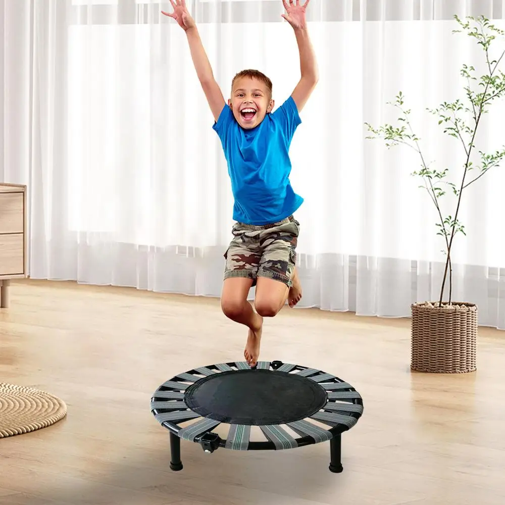 Mini Trampoline Round Trampoline With Anti-slip Foot Pads 165 Lbs Max Load Folding Jumping Bed For Indoor Play Exercise