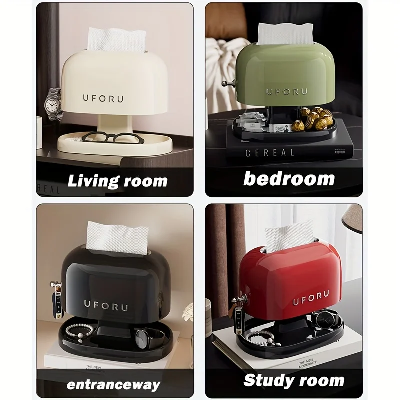 1pc Retro Tissue Box Double-layer Tissue Boxwith Storage Tray Jewelry Watch Organizer Home Living Room Desktop Napkin container 6